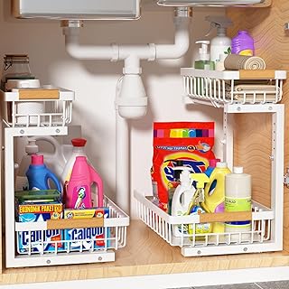 Two-Tier Under Sink Organizer with Adjustable Drawers