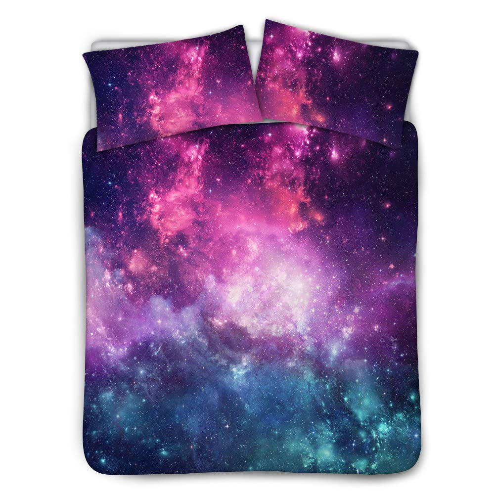 axy Duvet Cover Twin Size Purple Sky Outer Space Bedding Sets of 3pcs for Women Girl Bed Quilt Cover Set with 2 Pillowcases Bedroom Decor, Soft Comfortable