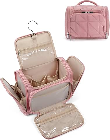 Large Water-Resistant Puffy Travel Toiletry Bag with Hook