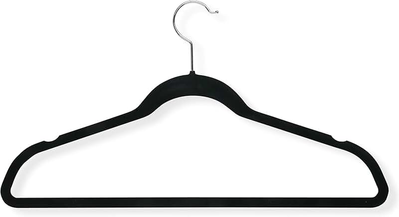 Black velvet non-slip hangers, 50-pack