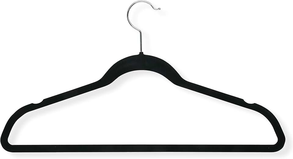 Black velvet non-slip hangers, 50-pack