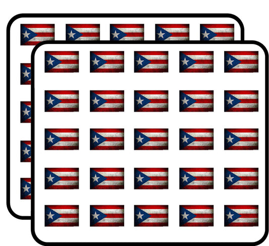 Vintage Puerto Rico Flag Stickers, 50 Pack, 1"