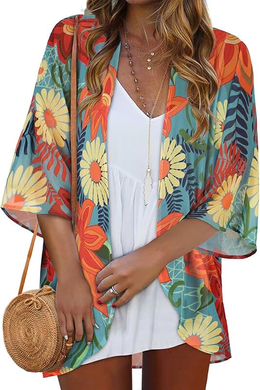 Women’s Casual Floral Kimono Cardigan for Summer