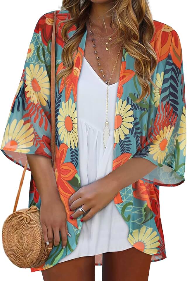 Women’s Casual Floral Kimono Cardigan for Summer