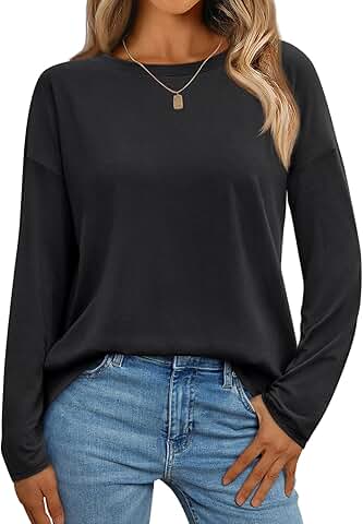 Women's Long Sleeve Loose Fitted Crewneck Top