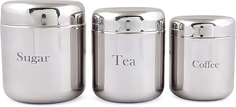 Three-piece kitchen canister set for food storage