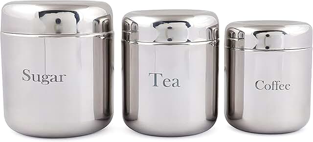 Three-piece kitchen canister set for food storage