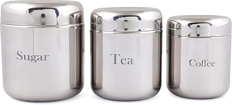Three-piece kitchen canister set for food storage