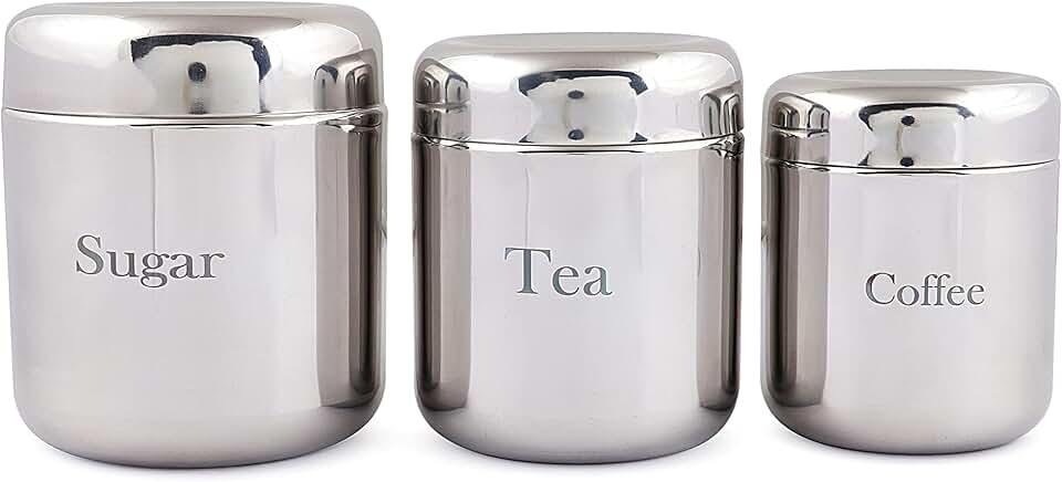 Three-piece kitchen canister set for food storage