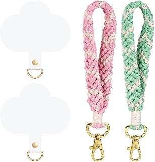 Set of two woven phone wrist straps with keyrings