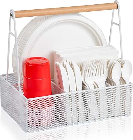 Paper Plate and Utensil Organizer with Handle