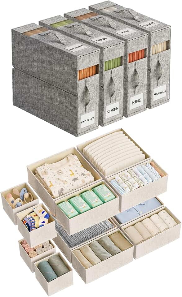 Four-Piece Bed Sheet and Baby Clothes Organizer Set