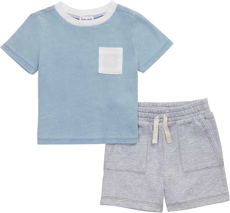 Kids Baby Toddler Sky Blue Pocket Tee Set Size 5