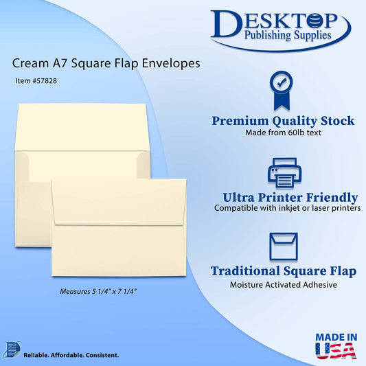 Square Flap Envelopes, 50 Pack