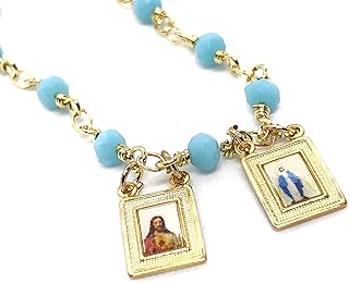 Handcrafted Blue Light Beads Religious Necklace for Women
