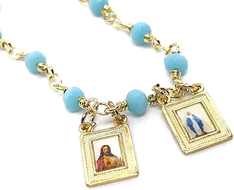 Handcrafted Blue Light Beads Religious Necklace for Women