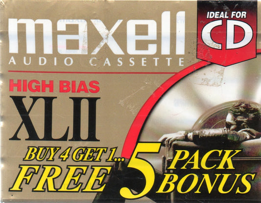 Five Audio Cassettes: High Bias XLII, 90 minutes, Position IEC Type II High
