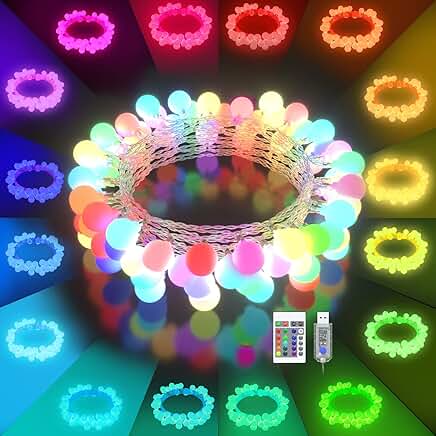 19-Color USB LED String Lights, 21.3ft, 50 LEDs