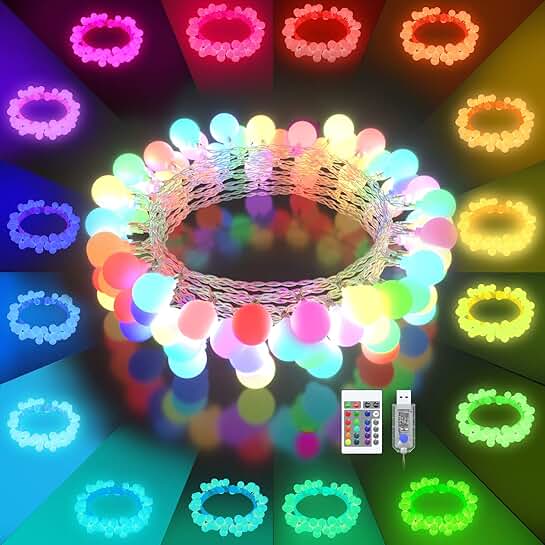 19-Color USB LED String Lights, 21.3ft, 50 LEDs