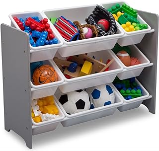 Grey 9-Bin Plastic Toy Organizer