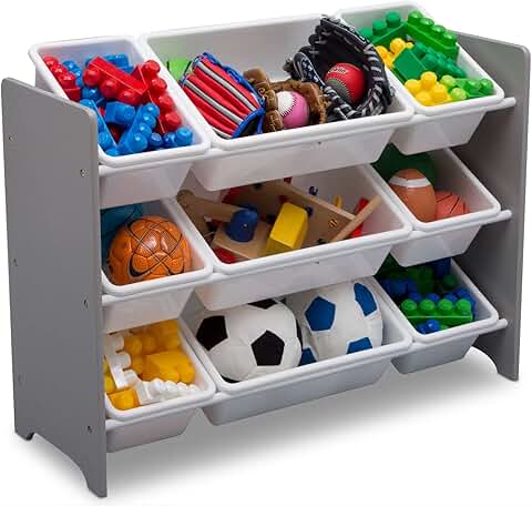 Grey 9-Bin Plastic Toy Organizer