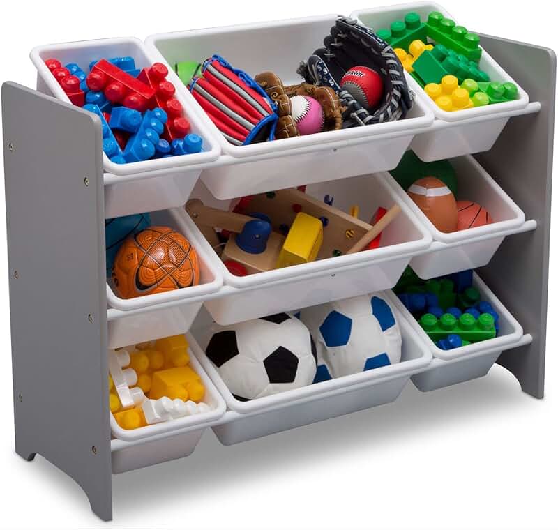 Grey 9-Bin Plastic Toy Organizer