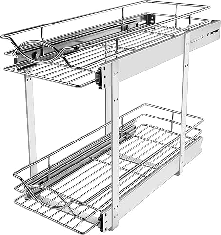 7" x 21" 2-Tier Pull Out Cabinet Shelf
