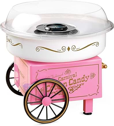 Vintage Cotton Candy Maker with Reusable Cones and Scoop