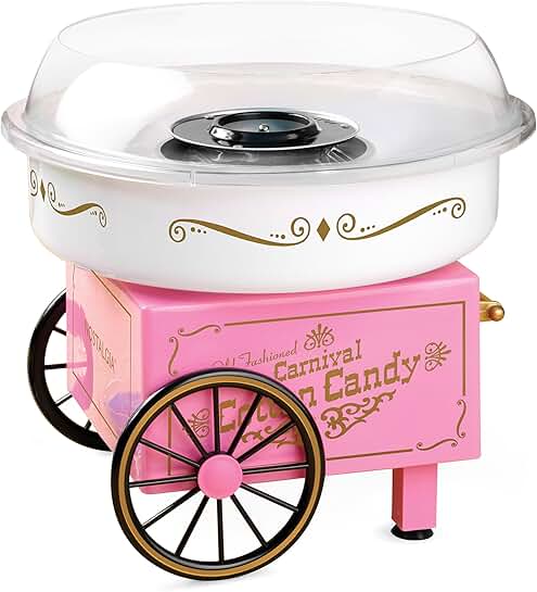 Vintage Cotton Candy Maker with Reusable Cones and Scoop