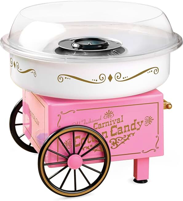 Vintage Cotton Candy Maker with Reusable Cones and Scoop