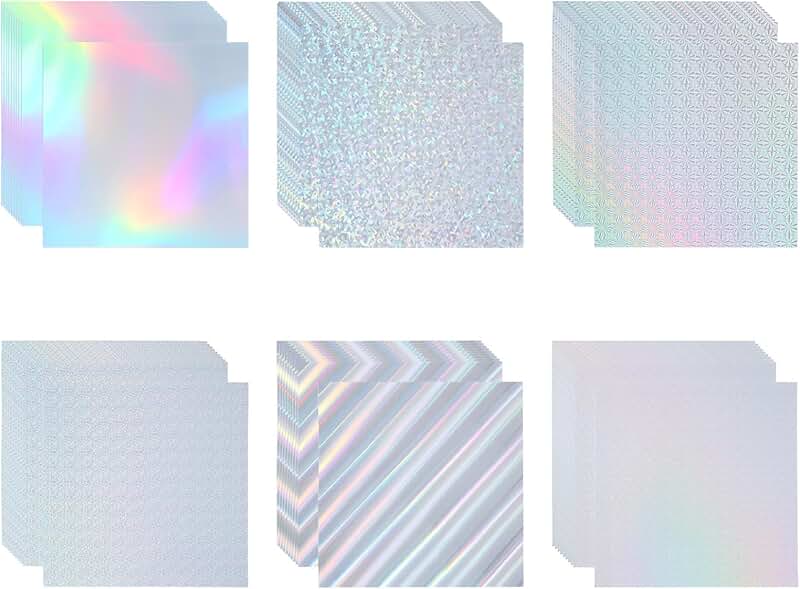 12x12 Inch Holographic Metallic Cardstock, 60 Sheets