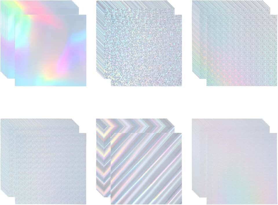 12x12 Inch Holographic Metallic Cardstock, 60 Sheets