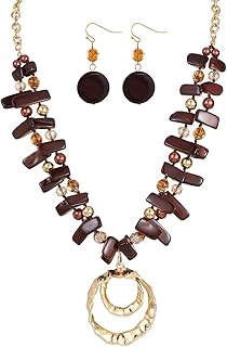 Colorful Irregular Shell Beaded Necklace and Earrings Set