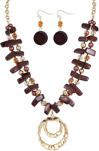 Colorful Irregular Shell Beaded Necklace and Earrings Set