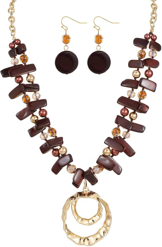 Colorful Irregular Shell Beaded Necklace and Earrings Set