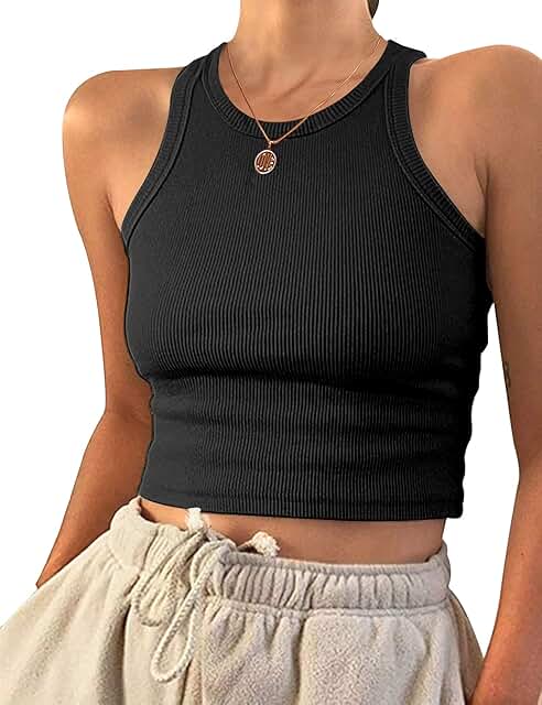 Women's Round Neck Ribbed Tank Top