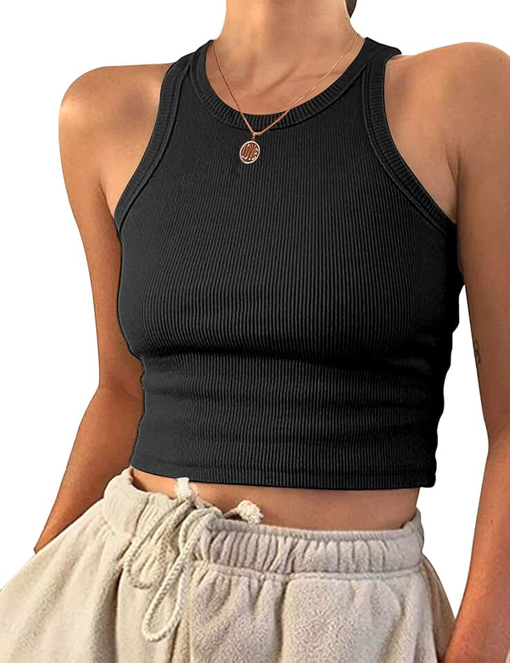Women's Round Neck Ribbed Tank Top