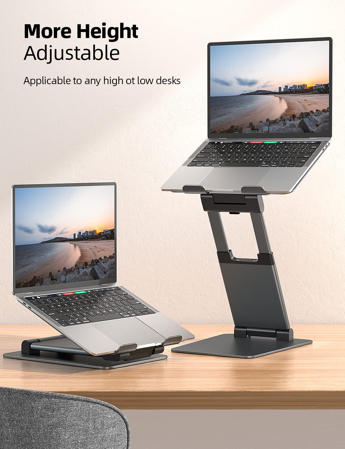 Laptop Stand for Desk, Ergonomic Sit to Stand Laptop Holder Convertor, Adjustable Height from 1.18" to 21", Supports up to 22lbs, Compatible with MacBook, All Laptops Computer Tablets 10-17"