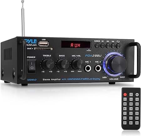 Wireless Bluetooth Stereo Power Amplifier with RCA, USB, SD, MIC, FM Radio, Remote, AUX