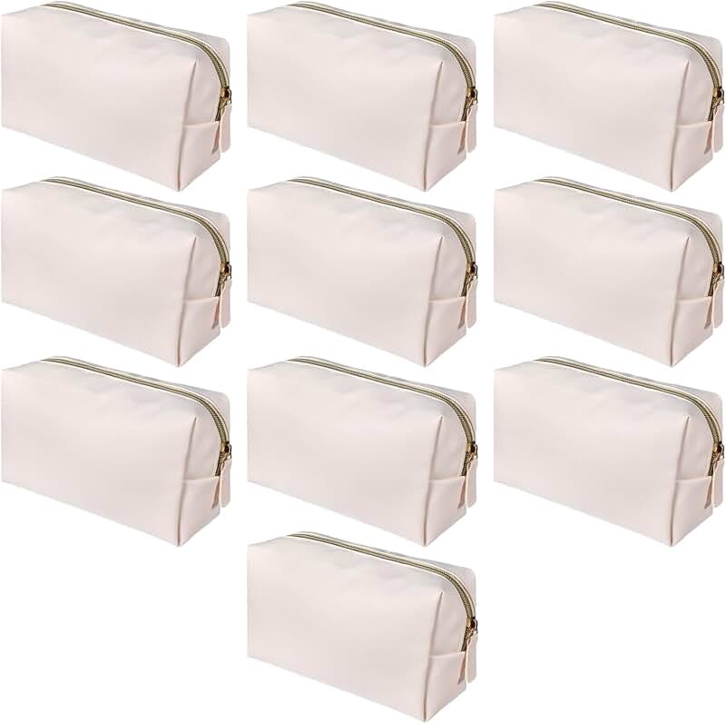 10 Pcs Waterproof Pu Leather Makeup Bags for Travel and Storage