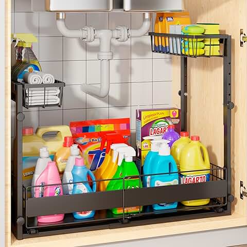 Expandable 5-Level Under Sink Organizer with Pull-Out Drawers
