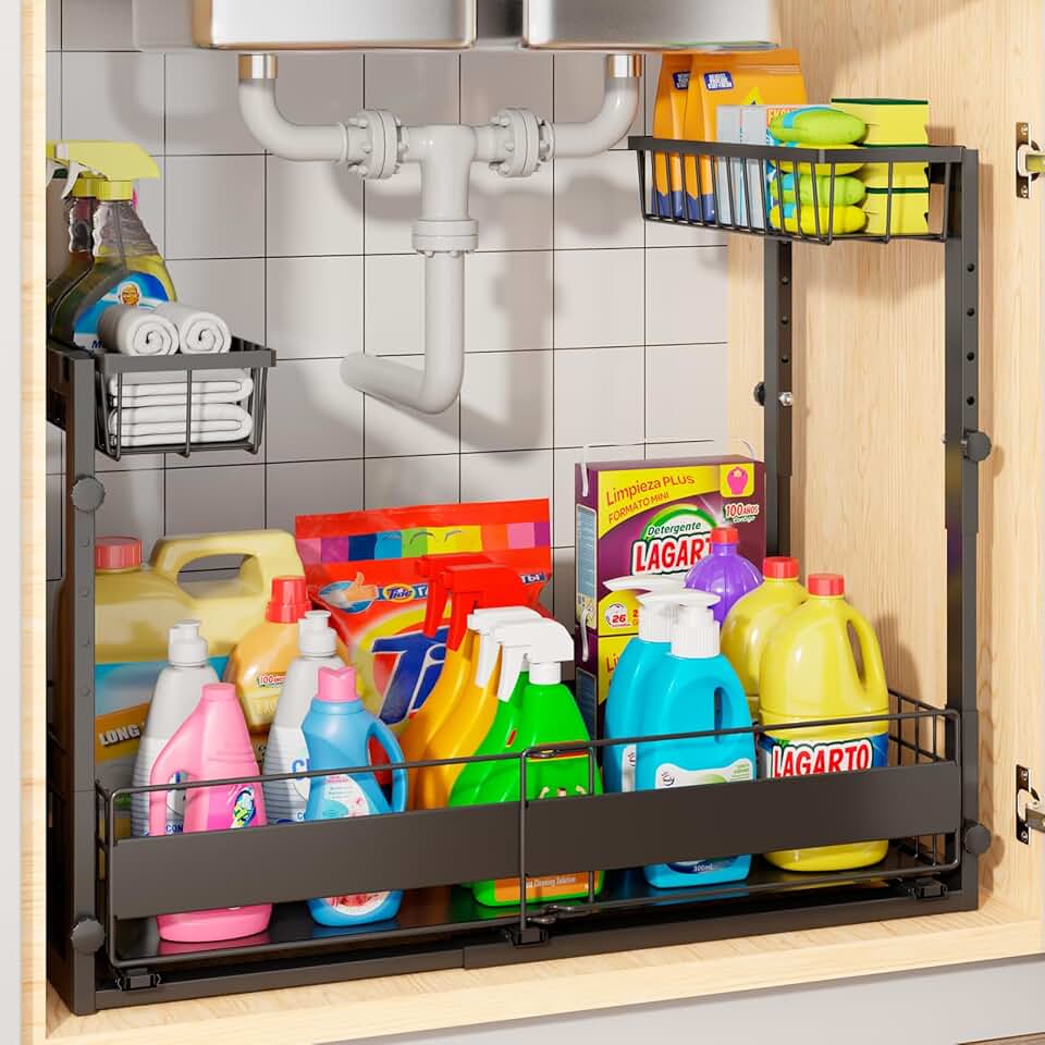 Expandable 5-Level Under Sink Organizer with Pull-Out Drawers