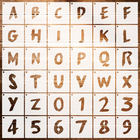 36pcs Uppercase Letter and Number Stencils with Metal Ring