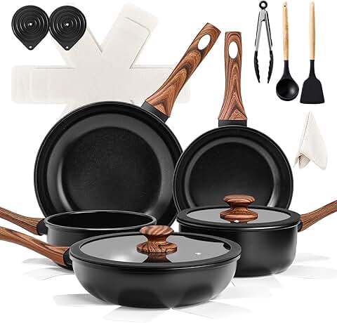17-Piece Black Cookware Set with Utensils