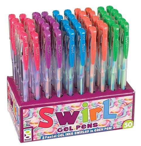 Pack of 50 Multicolored Swirl Gel Pens