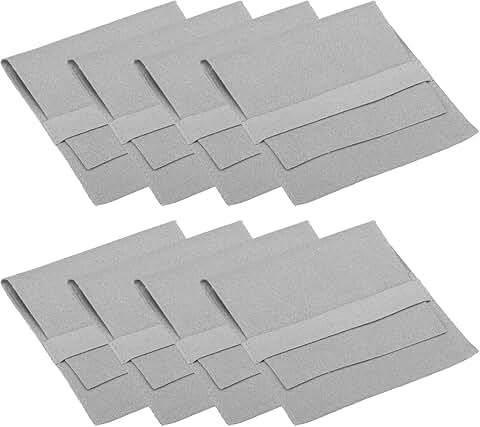 Set of 8 Light Grey Jewelry Pouches with Band, 10x10cm