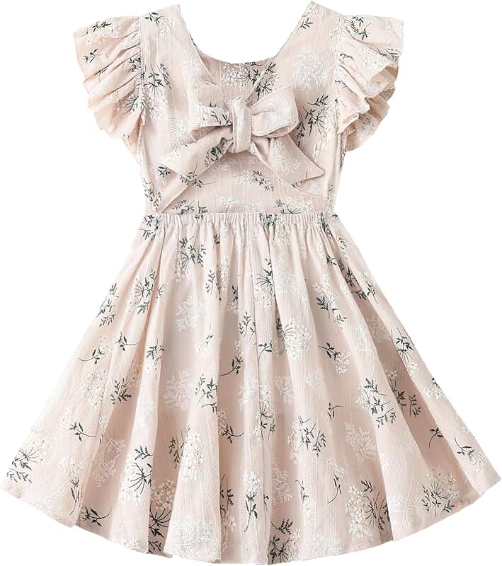 Toddler Girl Cotton Dress with Flutter Sleeves