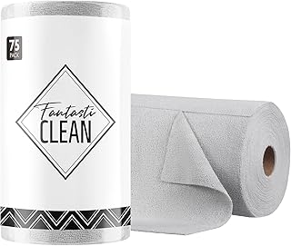 75-Pack Microfiber Cleaning Cloth Roll, 12"x12"