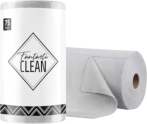 75-Pack Microfiber Cleaning Cloth Roll, 12"x12"