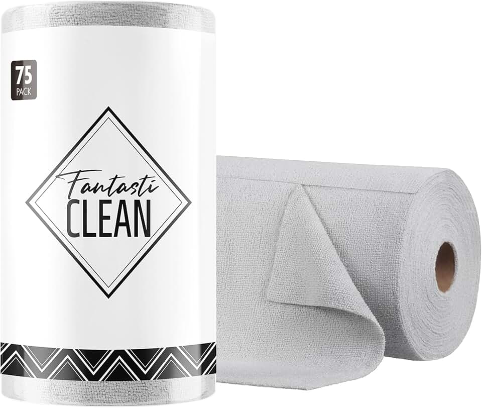 75-Pack Microfiber Cleaning Cloth Roll, 12"x12"